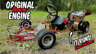 ALCOLHOL RACE GO KART BARN FIND  FLATHEAD BRIGGS AND STRATTON [upl. by Elburt]