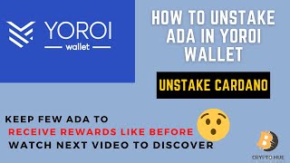 how to unstack Cardano in Yoroi wallet from delegation poollet remain a few ADA to receive rewards [upl. by Adnor713]