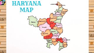 How to draw Haryana map with districts  Haryana map drawing easy [upl. by Madora]