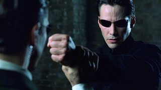 Neo vs Agents  The Matrix Reloaded Open Matte [upl. by Onailil]