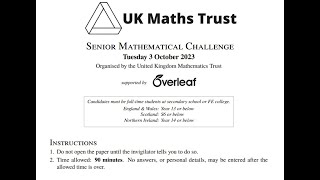 UKMT Senior Maths Challenge 2023 [upl. by Cissej886]