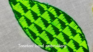 como bordar una durazno leaf stitch embroidery puntillas para servilletas de una sola vuelta [upl. by Avra]