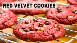 Red Velvet Chocolate Chip Cookies Recipe [upl. by Enileda]