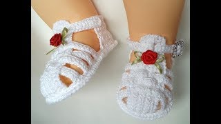 Sandalia melissa a crochet 0 a 3 meses [upl. by Ahselat847]