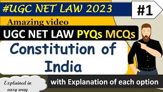 Constitution of India MCQs  UGC NET LAW PYQs Part 1  Constitution of India [upl. by Giah]