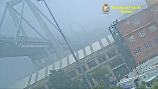 New video of Genoa bridge collapse released by Italian police [upl. by Fidelio]