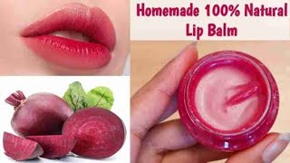 DIY LIPBALM WITH BEETROOT  How to get pink lips naturally 👄 How to make natural lip balm [upl. by Sadler]