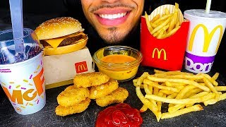 ASMR MCDONALDS OREO MCFLURRY QUARTER POUNDER CHICKEN NUGGETS CHEESY FRIES MUKBANG BIG BITES EATING [upl. by Aicert]