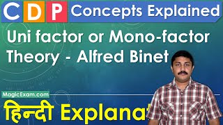 Uni factor or Monofactor Theory  Alfred Binet CDP Concepts हिन्दी Explanation [upl. by Leicam520]