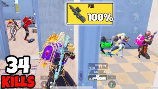 When You Use True 100 Power of P90 in BGMI • 34 KILLS • BGMI Gameplay [upl. by Nara]