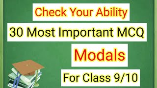 Modals  English Grammar MCQ For Class 910 Term 1  for 20212022 [upl. by Ynffit]