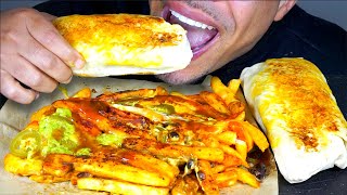 ASMR MEXICAN FOOD CARNE ASADA FRIES SPICY BURRITO RICE AND BEANS MUKBANG EATING NO TALKING BIG BITES [upl. by Onez]