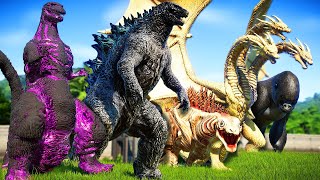 GODZILLA BATTLE ROYALE  ALL KAIJUS  Jurassic World Evolution [upl. by Singleton]