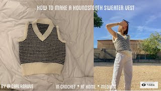 How to make my viral pinterest houndstooth crochet sweater vest ✨ [upl. by Truman590]