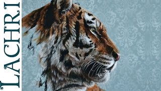 How to paint a tiger in acrylic  Time Lapse Demo by Lachri [upl. by Elery1]