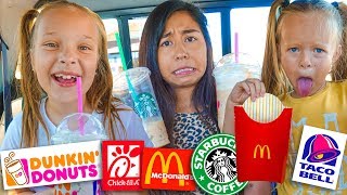 LETTING THE PERSON IN FRONT OF US DECIDE WHAT WE EAT FOR 24HOURS 😳 KIDS EDITION [upl. by Ardell574]