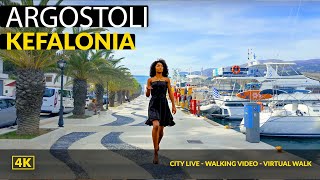 Argostoli promenade Kefalonia Greece 4K ❤️ Walking Tour  City Center [upl. by Hairahs]