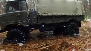 GAZ66 ГАЗ66 wet road sections  driving in the forest  RC scale truck Cross RC GC4 part 4 [upl. by Jessamine]