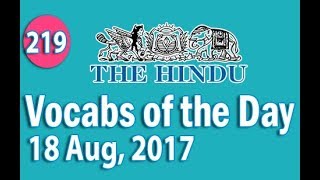 ✅ Daily The Hindu Vocabulary 18 Aug 2017  Learn 10 New Words with Tricks  Day219 [upl. by Olnay38]