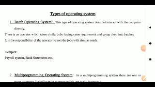 Types of Operating System  Batch Multiprogramming Multitasking Real Time Os Distributed Os [upl. by Auburn]