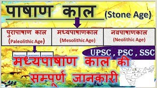 Mesolithic age in Hindi मध्यपाषाण काल  prehistory period of India  ancient history  stone age [upl. by Yob]