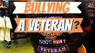 Bullying a Veteran for wearing a 3 piece Motorcycle Clubs [upl. by Allisirp408]