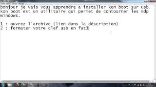 tuto kon boot usb craquer mot de passe windows [upl. by Airtina]