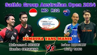 Mohammad AHSANHendra SETIAWAN INA vs Lukas DEFOLKYRicky TANG AUS  R32 Australian Open 2024 [upl. by Tacklind875]