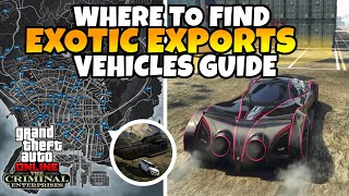 Where to Find Exotic Exports Vehicles All Locations With Map GUIDE EASIEST WAY TO DO in GTA 5 Online [upl. by Yelbmik457]