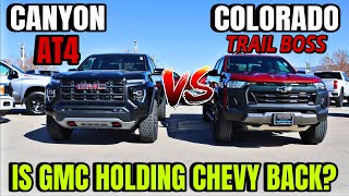 2024 GMC Canyon AT4 VS Chevy Colorado Trail Boss This Was Closer Than I Expected [upl. by Jarid]