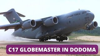 US Airforce C17 Globemaster Taking off at Dodoma Airport Tanzania [upl. by Navlys900]