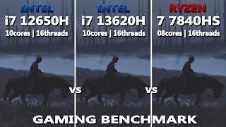 INTEL i7 12650H vs i7 13620H vs RYZEN 7 7840HS Gaming Benchmark Test  Tested in 10 Games  RTX 4060 [upl. by Nedah]