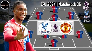 CRYSTAL PALACE PREDICTIONS LINEUP PREMIER LEAGUE  GAMEWEEK 36  CRYSTAL PALACE FC VS MAN UNITED [upl. by Widera]