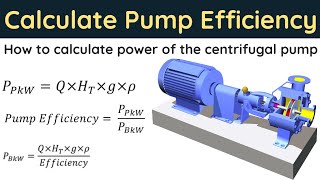 How to calculate the Power of centrifugal pump  Calculate pump efficiency  BkW  hydraulic power [upl. by Ninos]