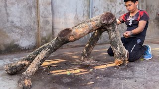 Building a Spectacular and Imposing Table from a Giant Tree Trunk  A Woodworking Feat [upl. by Tamanaha]