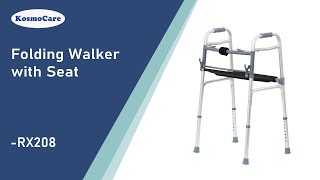 KosmoCare Height adjustable Folding Walker with Seat RX208 [upl. by Mccreery]