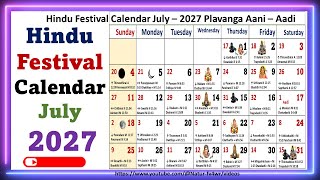 Hindu Festival Calendar July – 2027 Plavanga Aani – Aadi [upl. by Abrahamsen]