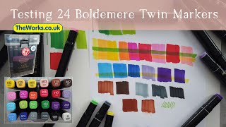 Testing 24 Twin Markers from The Works alcohol based ink markers [upl. by Queridas]