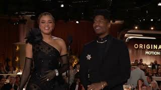 Andra Day amp Jon Batiste Present Best Song – Motion Picture I 81st Annual Golden Globes [upl. by Huei]