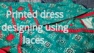 Printed dress designing using lacesPrinted suits lace design Printed suits design new 2024 [upl. by Nuahsor]