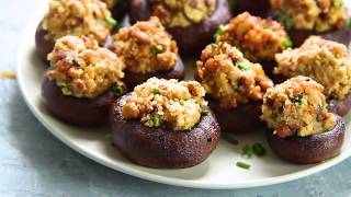 Vegan Stuffed Mushrooms with Tempeh Bacon amp Cashew Cream Cheese [upl. by Emery]