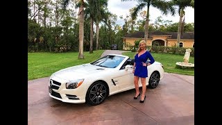 2015 MercedesBenz SL550 White Arrow Edition Review wMaryAnn For Sale By AutoHaus of Naples [upl. by Ecar]