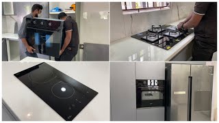 Fitting Our Kitchen Appliances  Whirlpool OTG  Elica Chimney amp Elica 4 Burner Hob [upl. by Prebo]