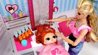 Barbie Doll Wash Haircut amp Hairstyle for LOL Surprise Dolls  Playing Hair Salon [upl. by Eneg]