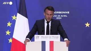 Macron quotLEuropa puo morire bisogna reagire oraquot [upl. by Nylsirhc]