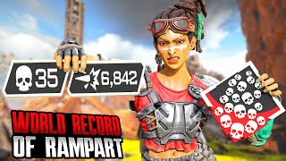 UNBELIEVABLE RAMPART 35 KILLS amp 6842 DAMAGE IN ONE GAME Apex Legends Gameplay [upl. by Combes]