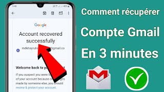 Récupération de compte Gmail 2024  Comment récupérer un compte Gmail Récupération de compte Google [upl. by Anaele]