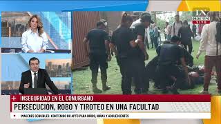 Perseución robo y tiroteo en una facultad inseguridad en el conurbano [upl. by Nagyam359]