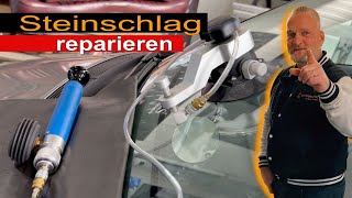 Steinschlag in der Windschutzscheibe Wir erklären die schnelle Reparatur ohne den Autoglas Tausch [upl. by Flossi]