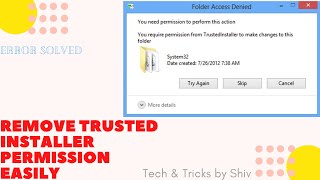 How to solve TrustedInstaller Permission Error in Windows 10 [upl. by Bella14]